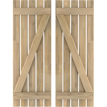 Americraft 5-Board (2 Batten) Wood Spaced Board-n-Batten Shutters W/ Z-Bar, ARW102SB519X63UNH